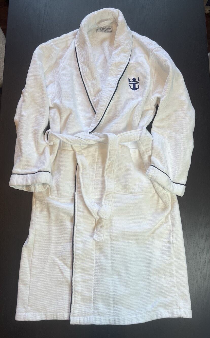 Royal Caribbean Quilted White Terry Cloth Bathrobe One Size Cotton Spa
